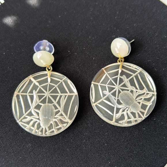 Etched Spider Web Earrings - Picture 1 of 4